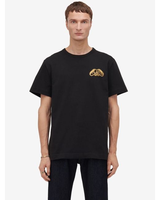 Alexander McQueen T-shirt mit halbem siegellogo in Black für Herren