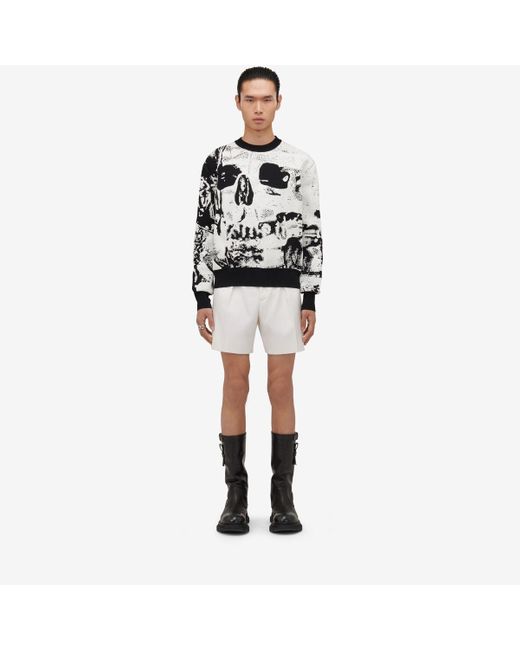 Alexander McQueen Jacquard-pullover mit fold skull-motiv in Black für Herren