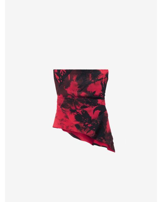 McQueen Red Floral Strapless Top