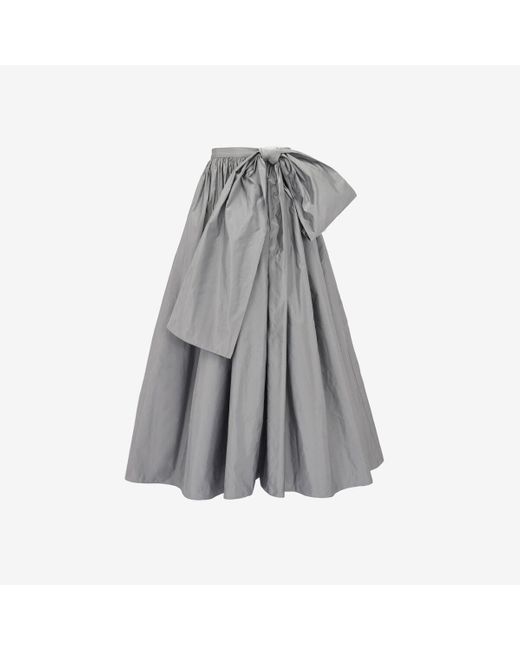 Alexander McQueen Gray Bow Detail Gathered Midi Skirt
