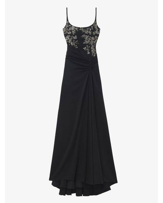 McQueen White Floral Embroidery Evening Dress