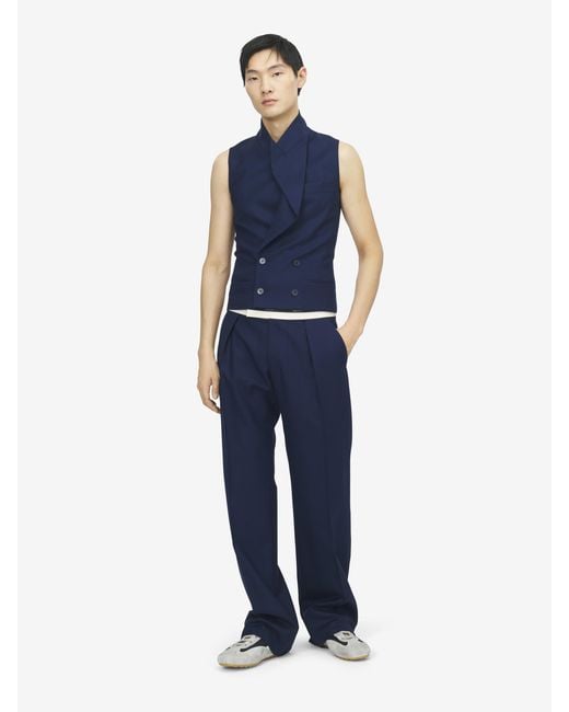 McQueen Blue Tailored Waistcoat for men