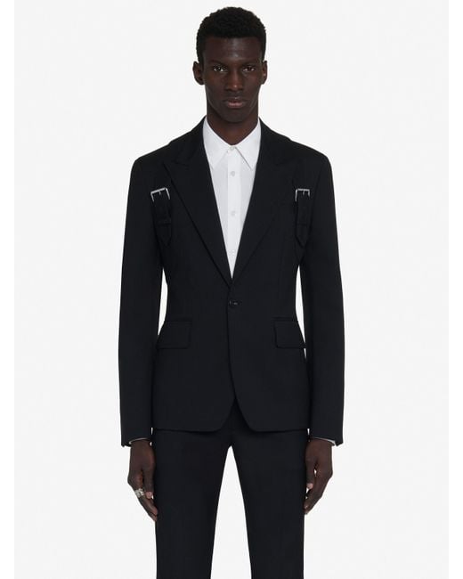 Veste à boutonnage simple et harnais Alexander McQueen pour homme en coloris Black