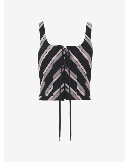 McQueen Black Chevron Stripe Corset Top