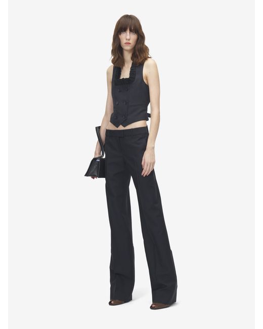 McQueen Blue Pinstriped Bumster Trousers
