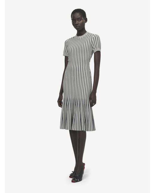 McQueen Gray Striped Knit Dress