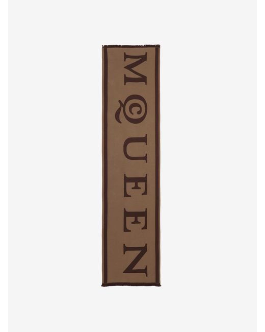 Alexander McQueen Natural Mcqueen Wool Jacquard Scarf