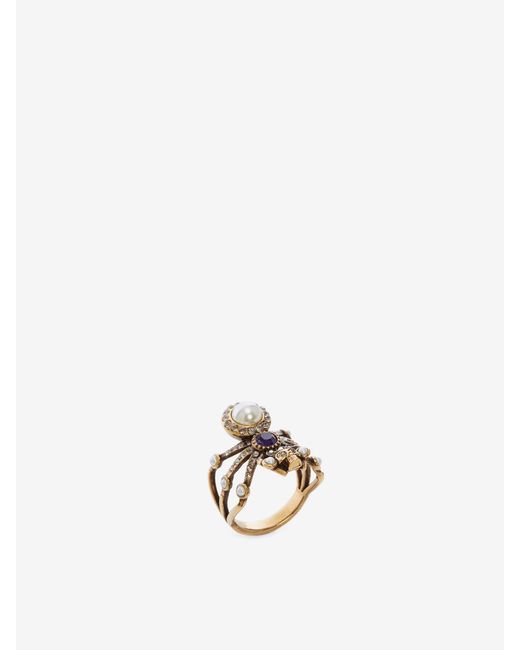 McQueen White Spider And Pearl Ring