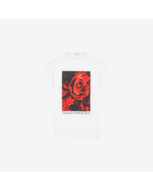 Alexander McQueen Red White Wax Flower T-shirt for men