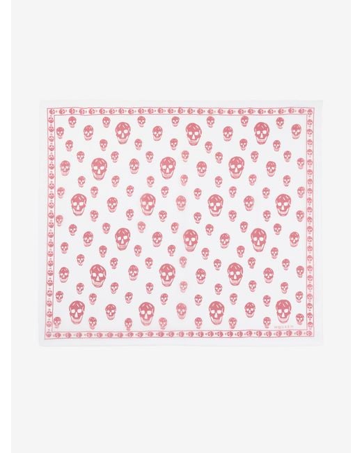 McQueen Pink Classic Skull Scarf