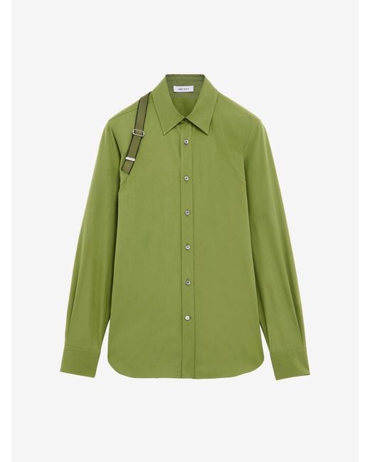 McQueen Green Logo Harness Shirt for men