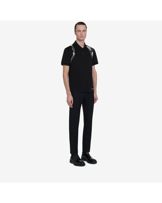 Alexander McQueen Black Pressed Flower Harness Polo Shirt for men