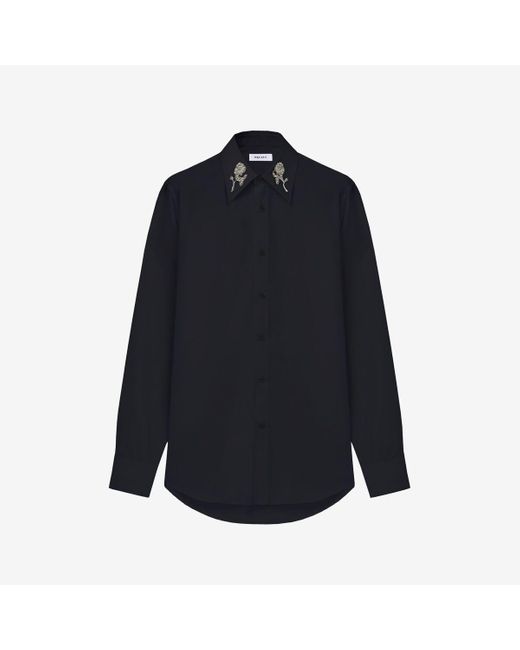 Alexander McQueen Blue Sailor Tattoo Rose Embroidery Shirt for men