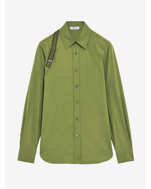 McQueen Green Logo Harness Shirt for men