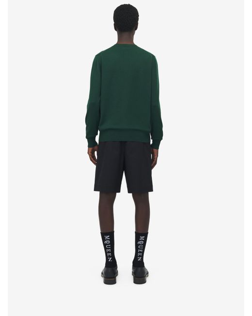 メンズ Alexander McQueen メリノウール Mcqueenロゴ ジャンパー Green