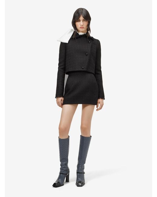 McQueen Black Light Tweed Mini Skirt