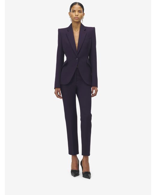 Alexander McQueen Blue Grain De Poudre Cigarette Trousers