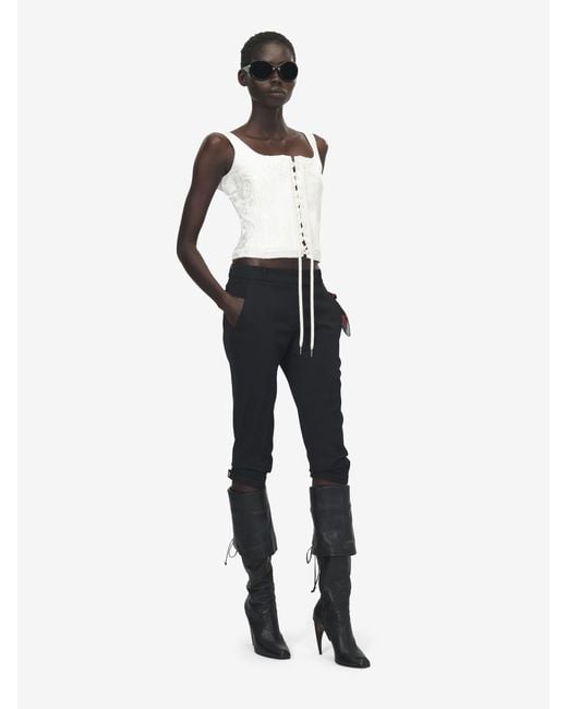 McQueen White Fil Coupé Floral Corset Top