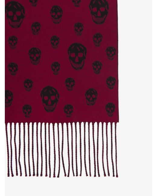 McQueen Purple Double Face Skull Scarf