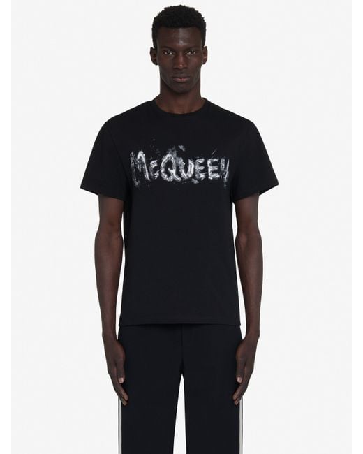 メンズ Alexander McQueen Mcqueenグラフィティ Tシャツ Black