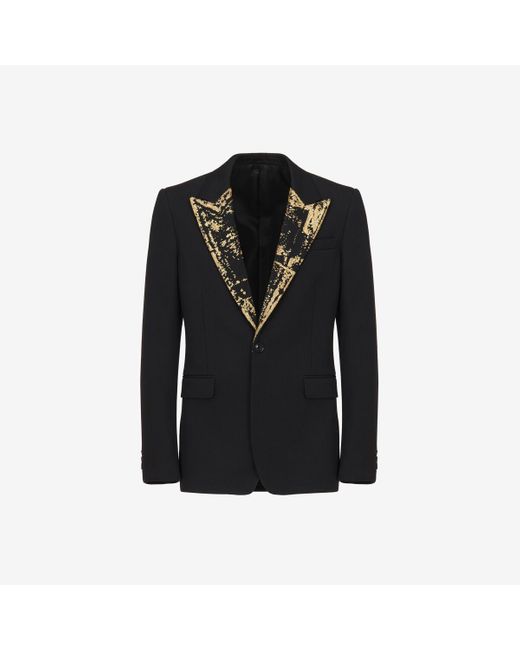 Alexander McQueen Black Embroidered Single-breasted Jacket for men