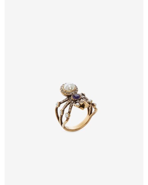 McQueen White Spider And Pearl Ring