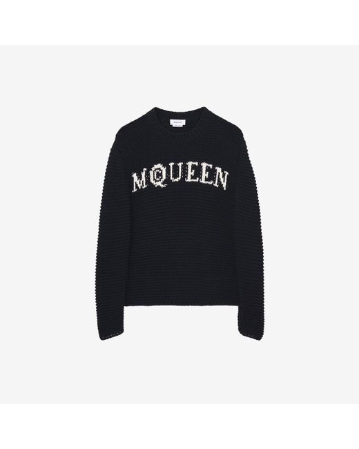 メンズ Alexander McQueen Mcqueenロゴ テクスチャード ジャンパー Black