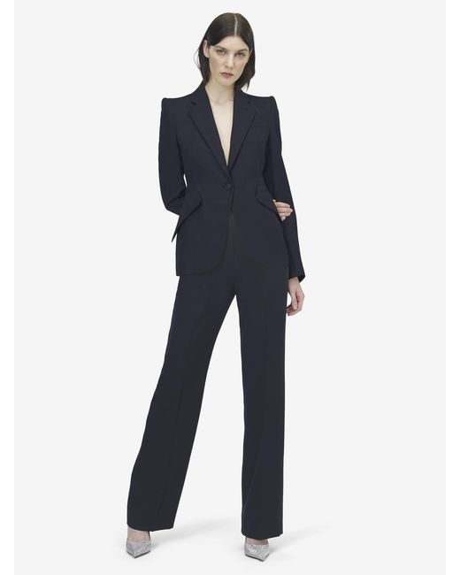 McQueen Blue Wool Single-Breasted Jacket