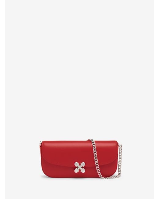 McQueen Red Small Skull Flower Bag