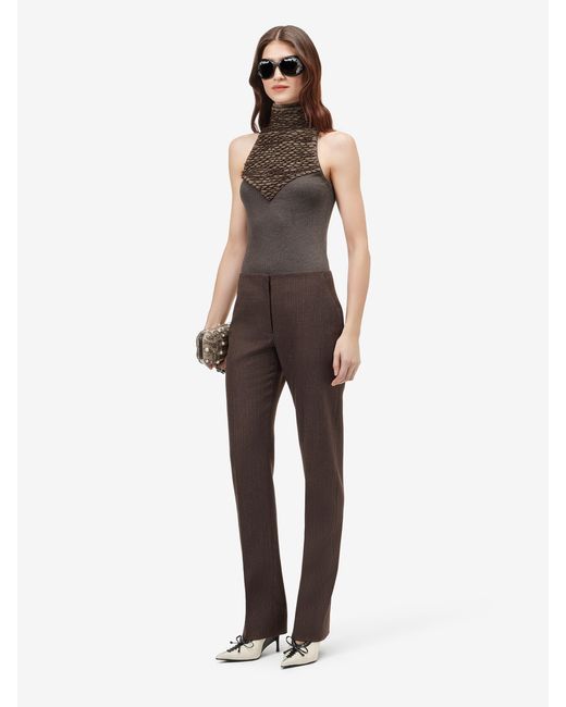 McQueen Brown Wool Pinstripe Trousers