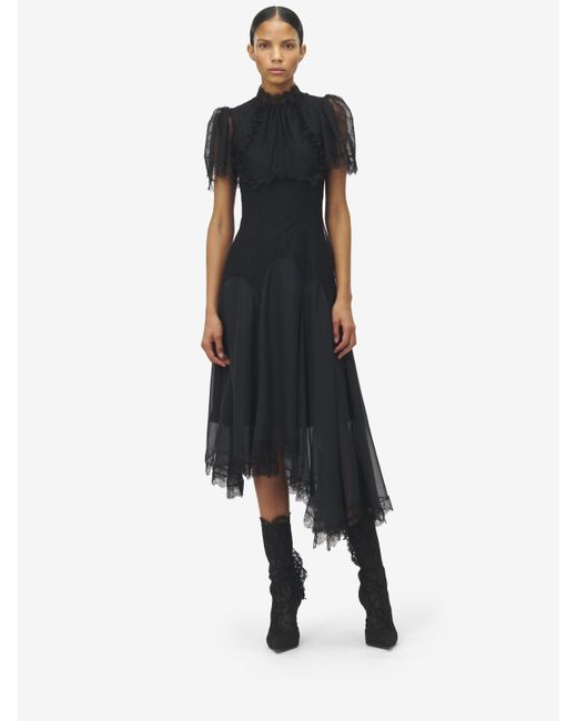 Alexander McQueen Blue Abendkleid Aus Floraler Spitze