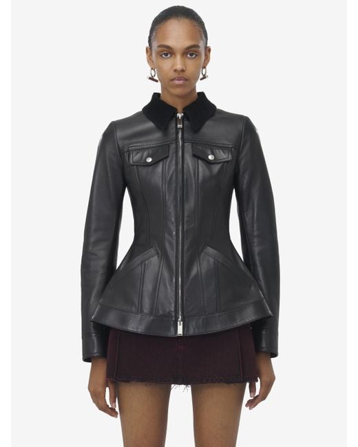 Peplum leather jacket discount
