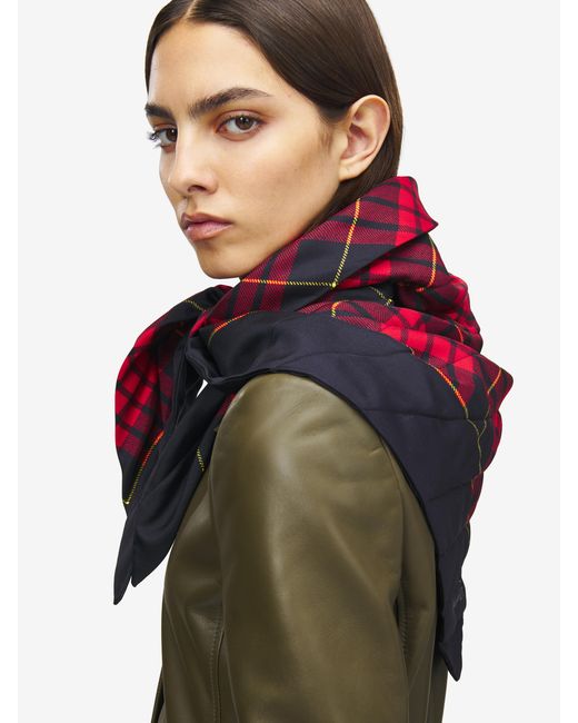 Alexander McQueen Black Quilted Tartan Scarf