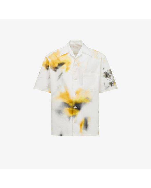 Alexander McQueen Bowlingshirt mit obscured flower-motiv in White für Herren