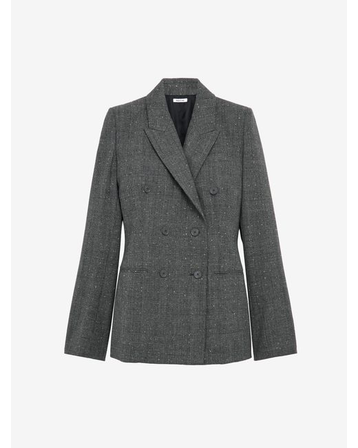 Alexander McQueen Gray Flecked Glen Check Double-Breasted Jacket