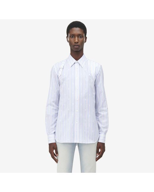 メンズ Alexander McQueen スカル ストライプ ハーネス シャツ White