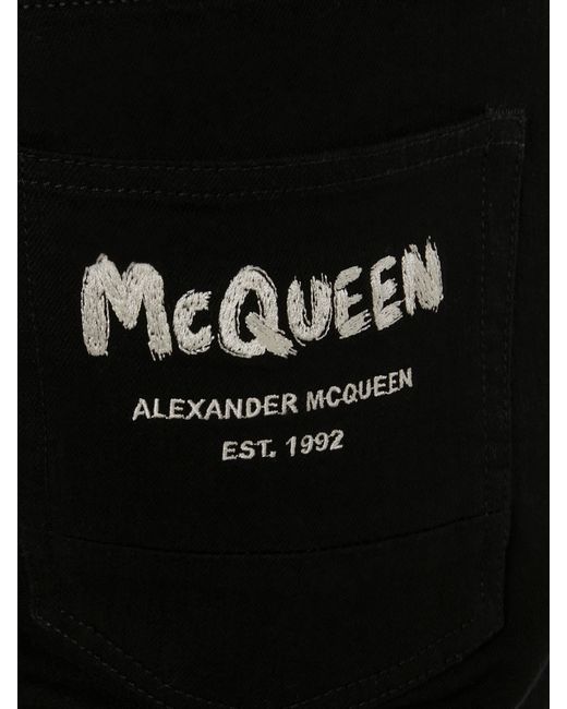 Alexander McQueen Black Mcqueen Graffiti Denim Jeans for men