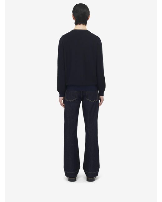 Alexander McQueen Blue Black Merino Wool Exploded Skull Jumper for men