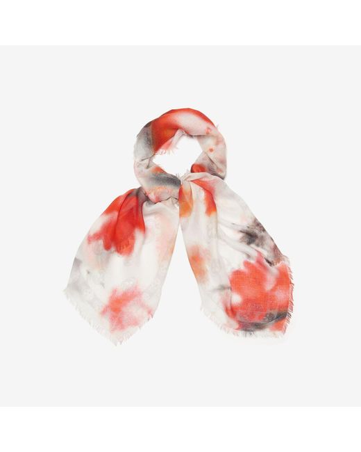 Alexander McQueen White Obscured Flower Classic Skull Foulard for men