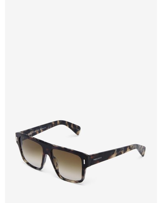 McQueen Black T-Bar Rivet Square Sunglasses