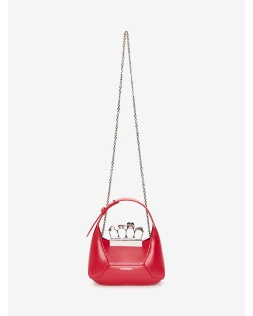 Alexander McQueen Red The Jewelled Hobo Mini Bag | Lyst UK