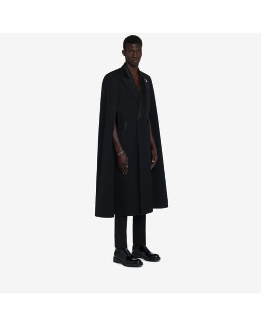 Alexander McQueen Black Tailored Cape Coat for men