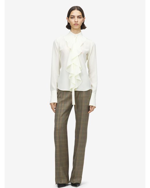 McQueen White Ruffled Shirt
