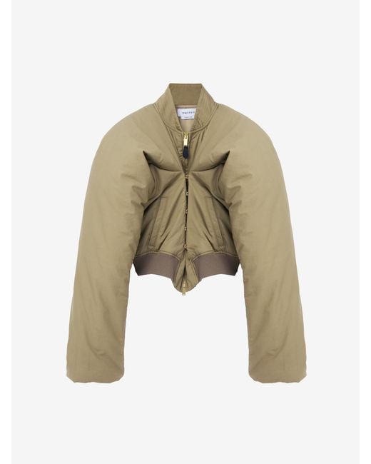 McQueen Natural Cropped Bomber Jacket