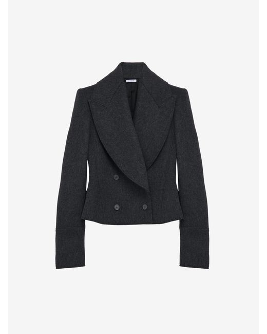 McQueen Blue Wool Felt Double-Breasted Coat
