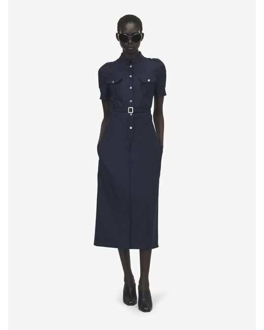 McQueen Blue Uniform Midi Dress