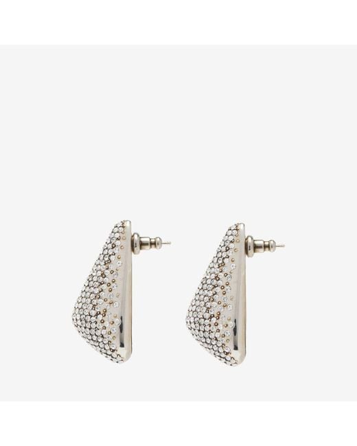 Alexander McQueen White Silver Jewelled Claw Earrings
