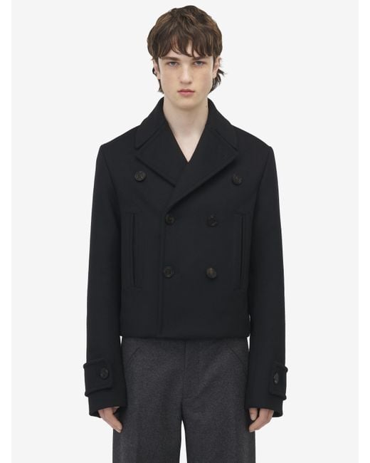 Alexander McQueen Black Peacoat Coats for men