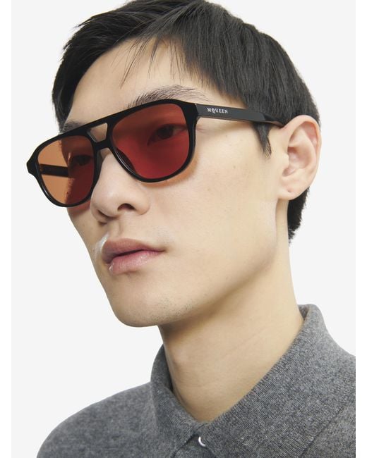 McQueen Black Signature Essentials Sunglasses