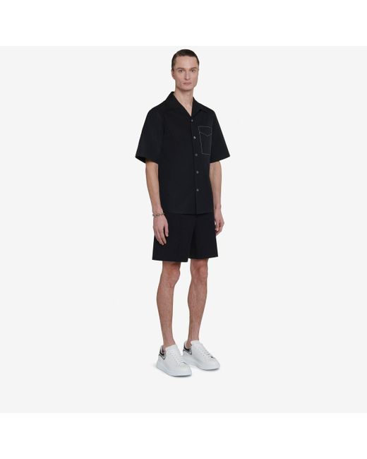 Camicia hawaiana con cuciture a contrasto di Alexander McQueen in Black da Uomo